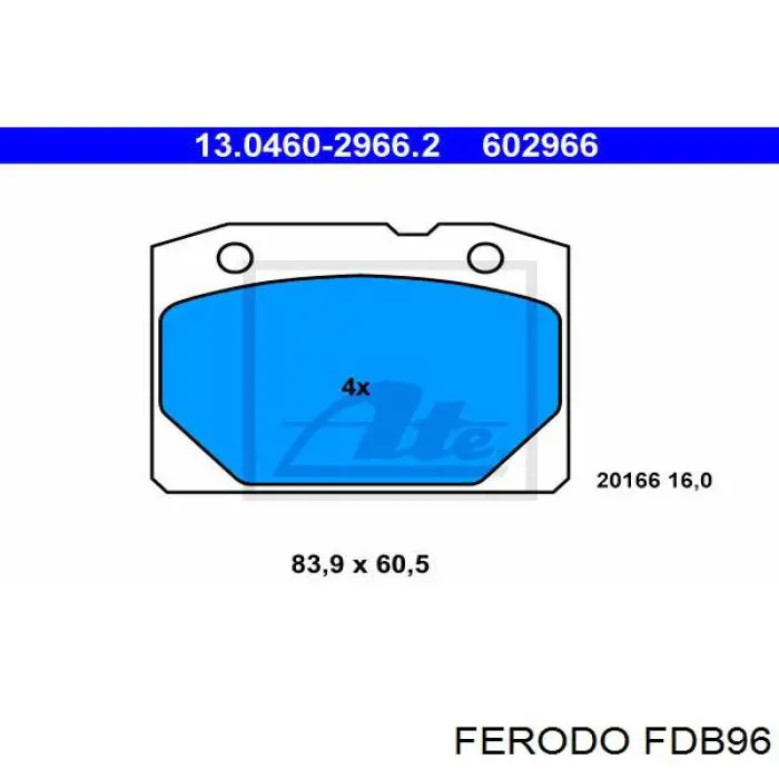 Колодки Ferodo FDB96 цена, от 7.67 USD