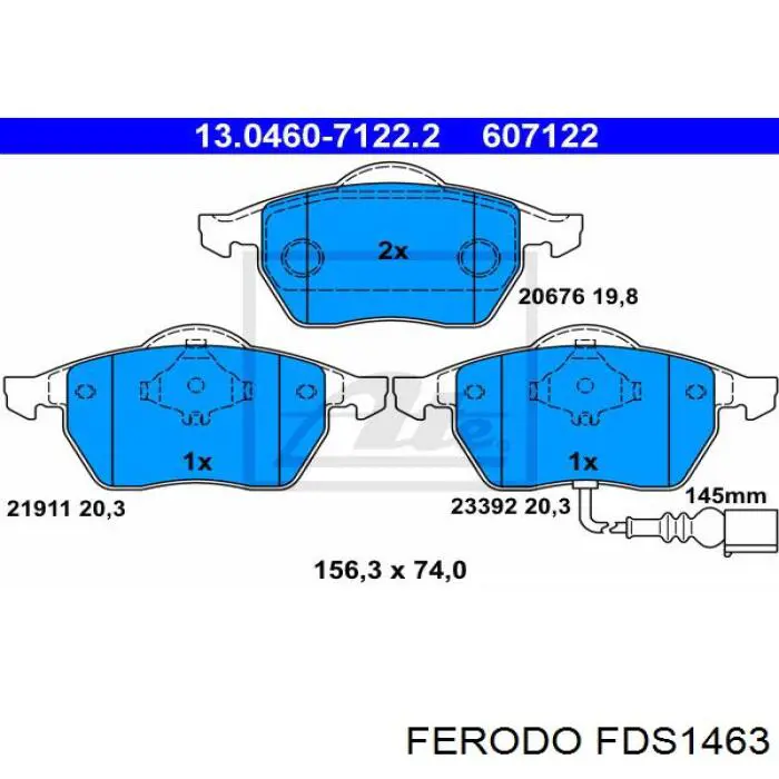 FDS1463 Ferodo колодки тормозные передние дисковые