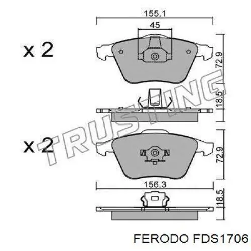 FDS1706 Ferodo колодки тормозные передние дисковые