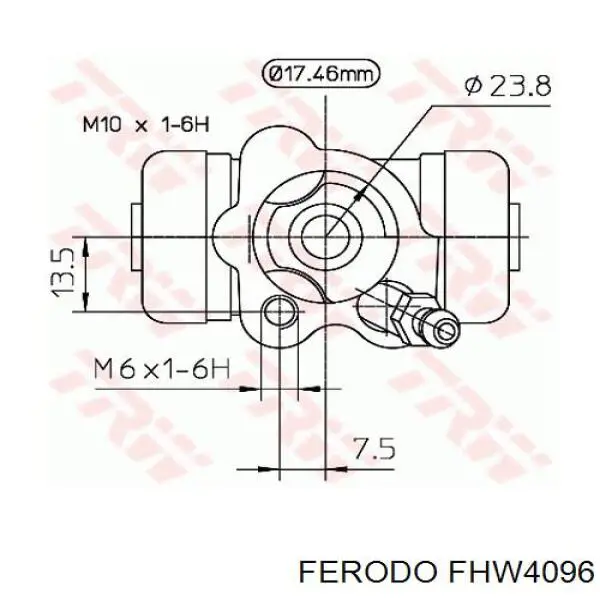 Cilindro de freno de rueda trasero FHW4096 Ferodo