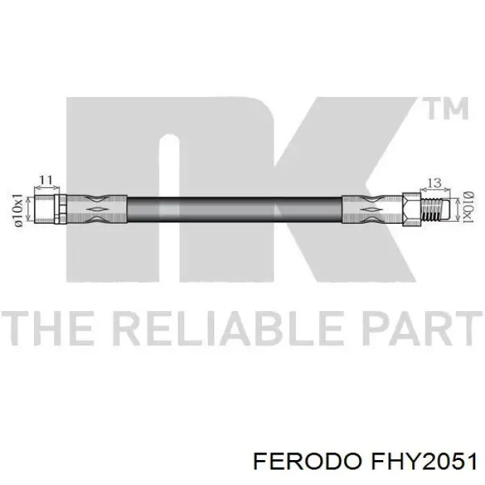 Шланг тормозной задний Ferodo FHY2051