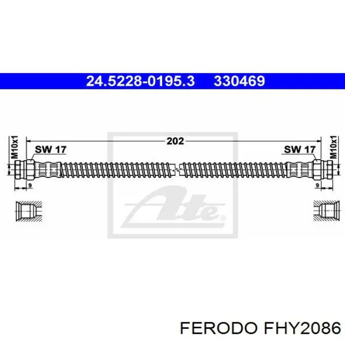 Tubo flexible de frenos trasero FHY2086 Ferodo