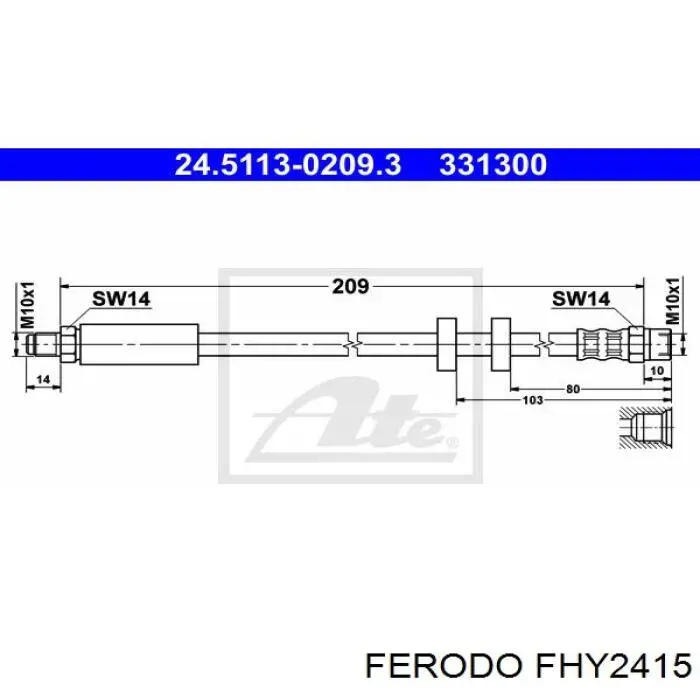 Tubo flexible de frenos trasero FHY2415 Ferodo