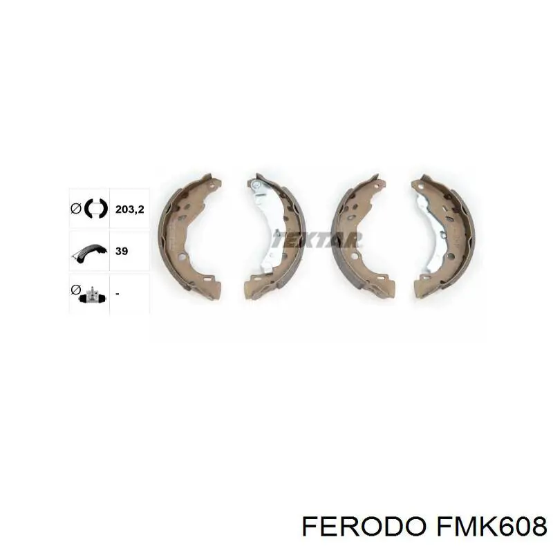 Колодки тормозные задние барабанные, в сборе с цилиндрами, комплект Ferodo FMK608