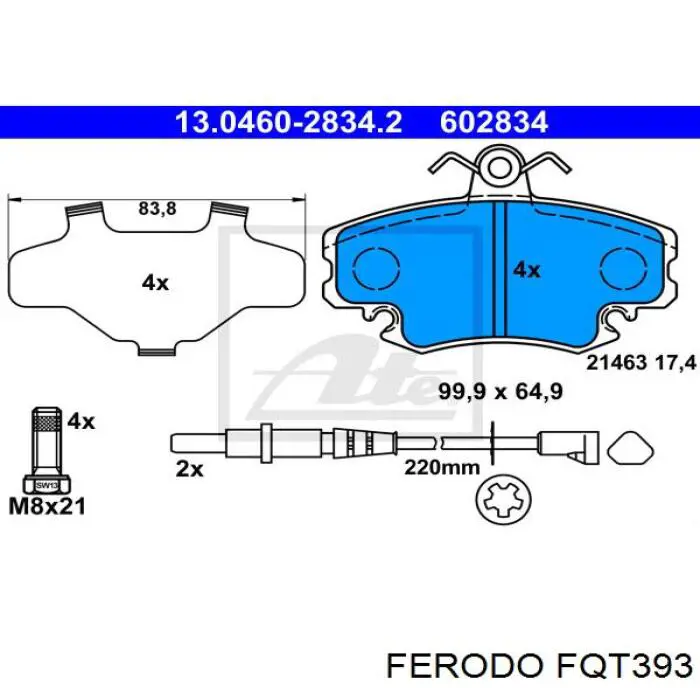 FQT393 Ferodo колодки тормозные передние дисковые