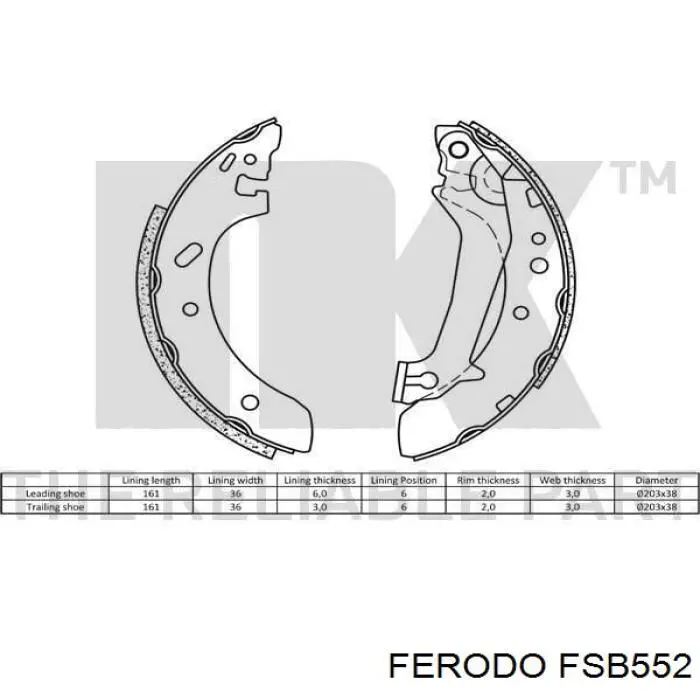 Zapatas de frenos de tambor traseras FSB552 Ferodo