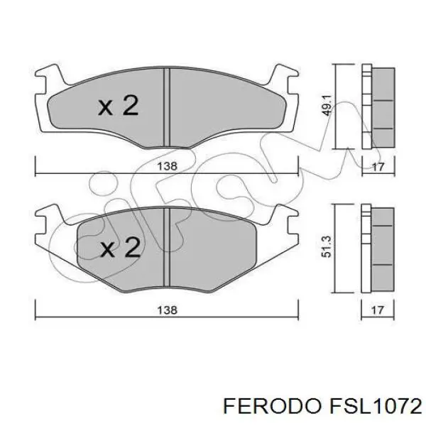 FSL1072 Ferodo колодки тормозные передние дисковые