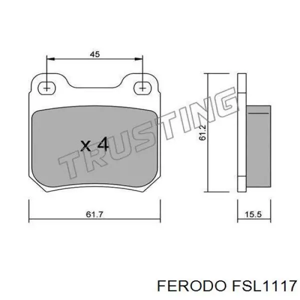 FSL1117 Ferodo колодки тормозные задние дисковые