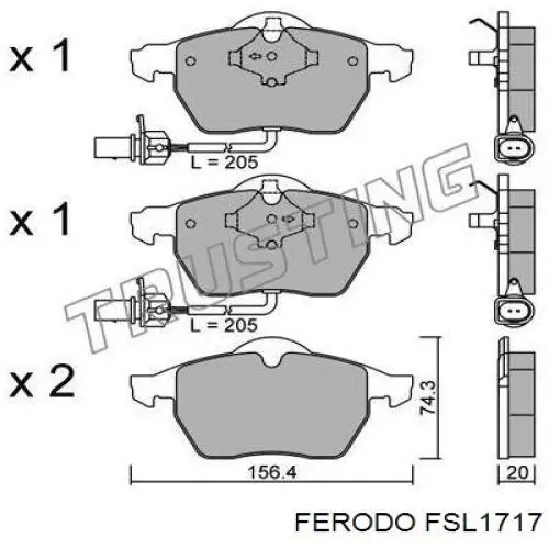 FSL1717 Ferodo колодки тормозные передние дисковые