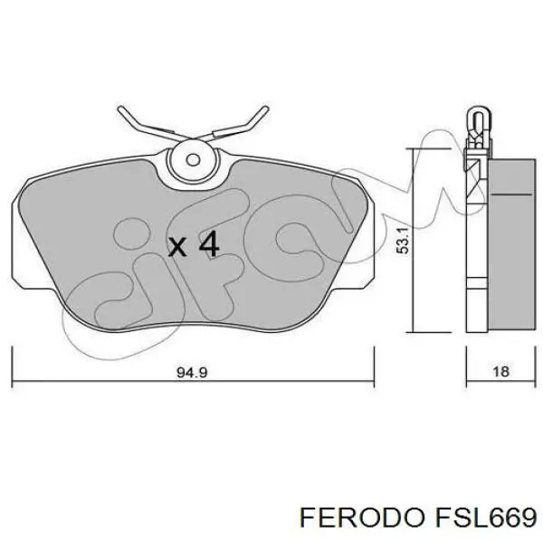 Купить FSL669 Ferodo Колодки тормозные