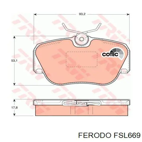 Передние тормозные колодки FSL669 Ferodo