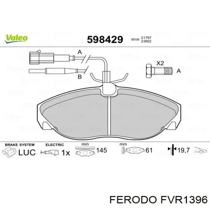 Купить FVR1396 Ferodo Колодки тормозные