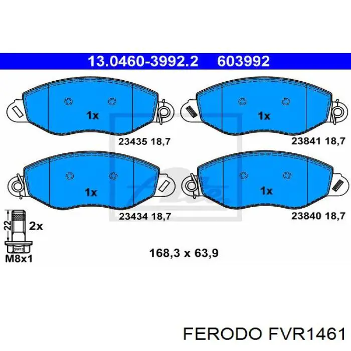 Передние тормозные колодки FVR1461 Ferodo