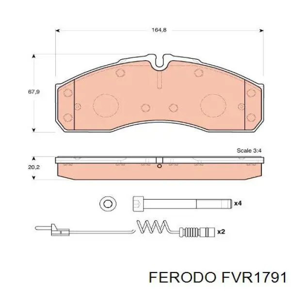 Передние тормозные колодки FVR1791 Ferodo