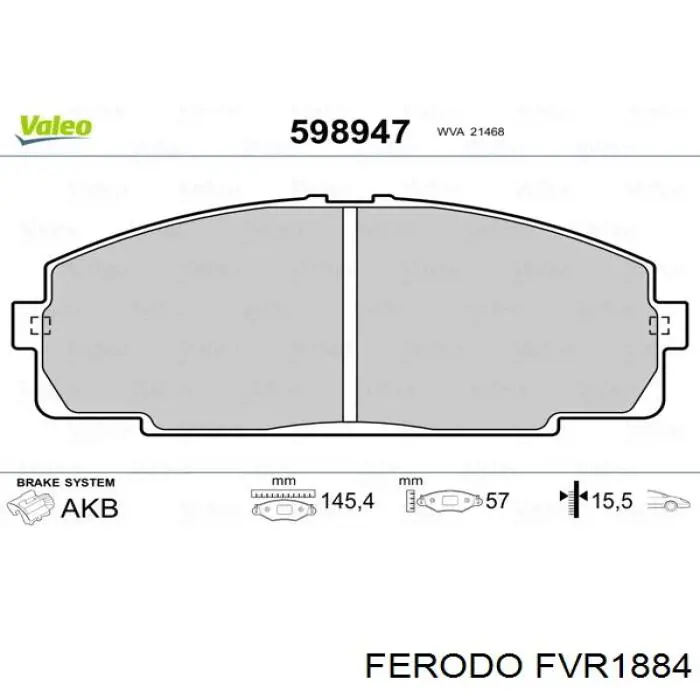 Pastillas de freno delanteras FVR1884 Ferodo