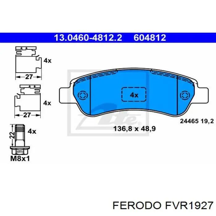Задние тормозные колодки FVR1927 Ferodo