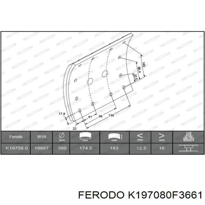 K197080F3661 Ferodo sapatas do freio traseiras de tambor