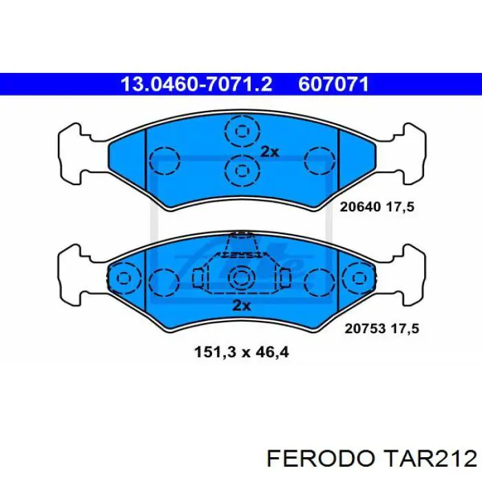 Передние тормозные колодки TAR212 Ferodo
