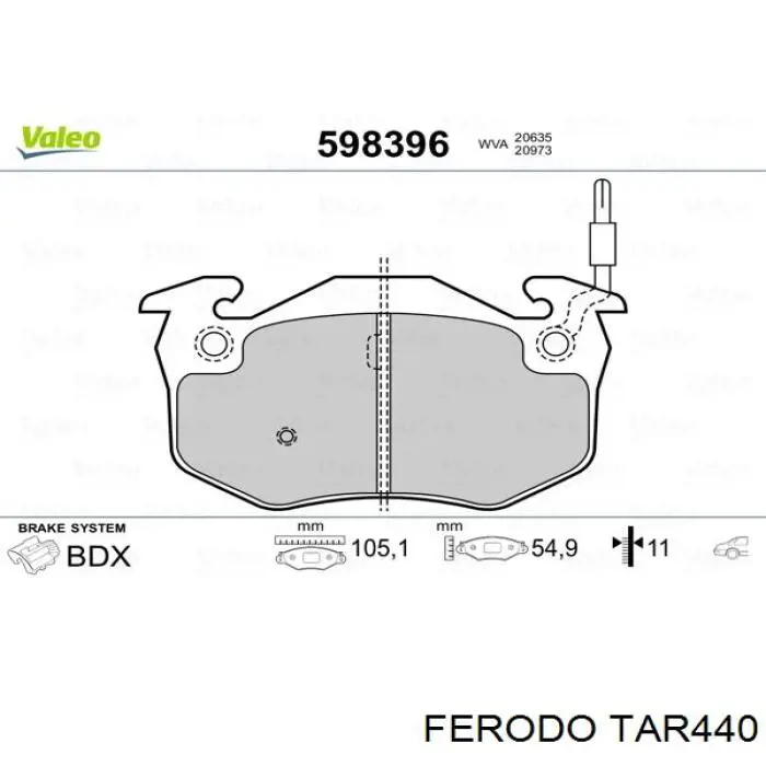 TAR440 Ferodo колодки тормозные передние дисковые