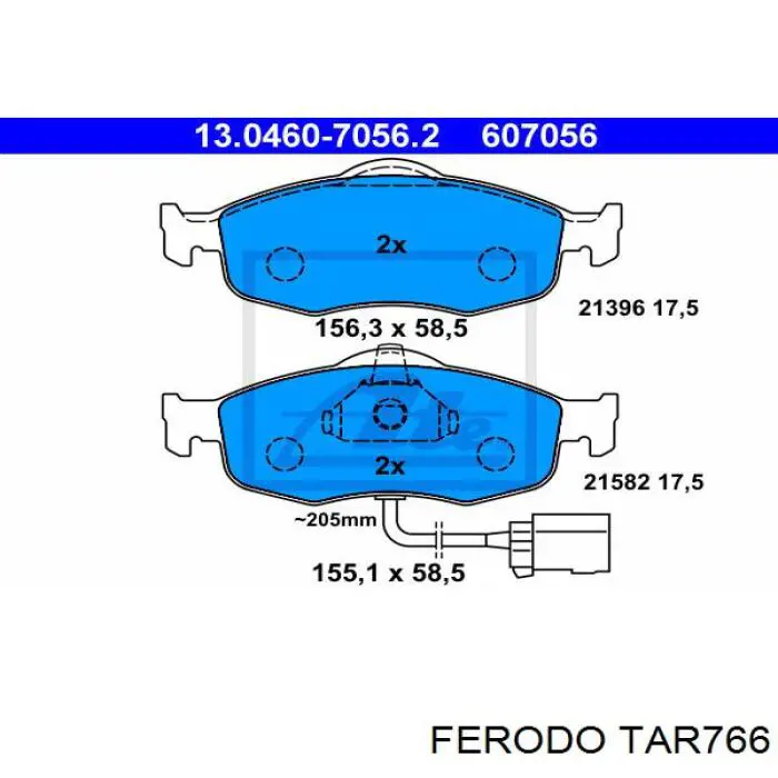 TAR766 Ferodo колодки тормозные передние дисковые