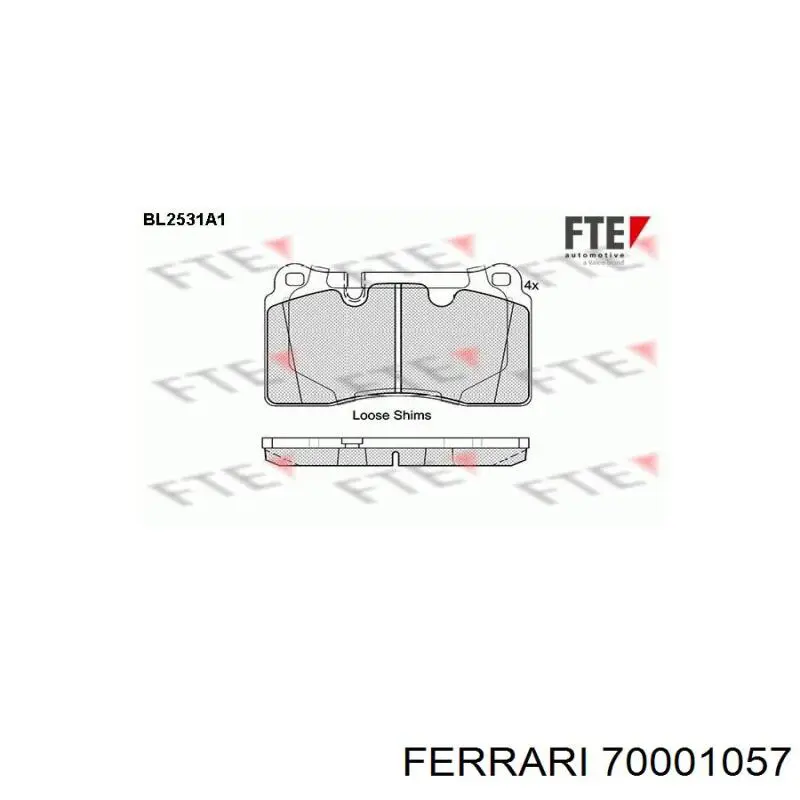 Колодки тормозные передние дисковые Ferrari 70001057