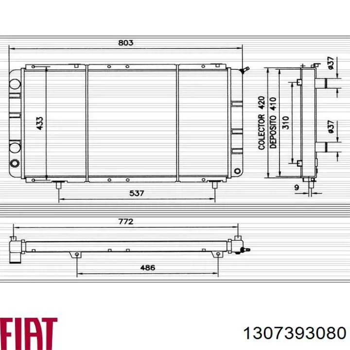 Радиатор 1307393080 Fiat/Alfa/Lancia