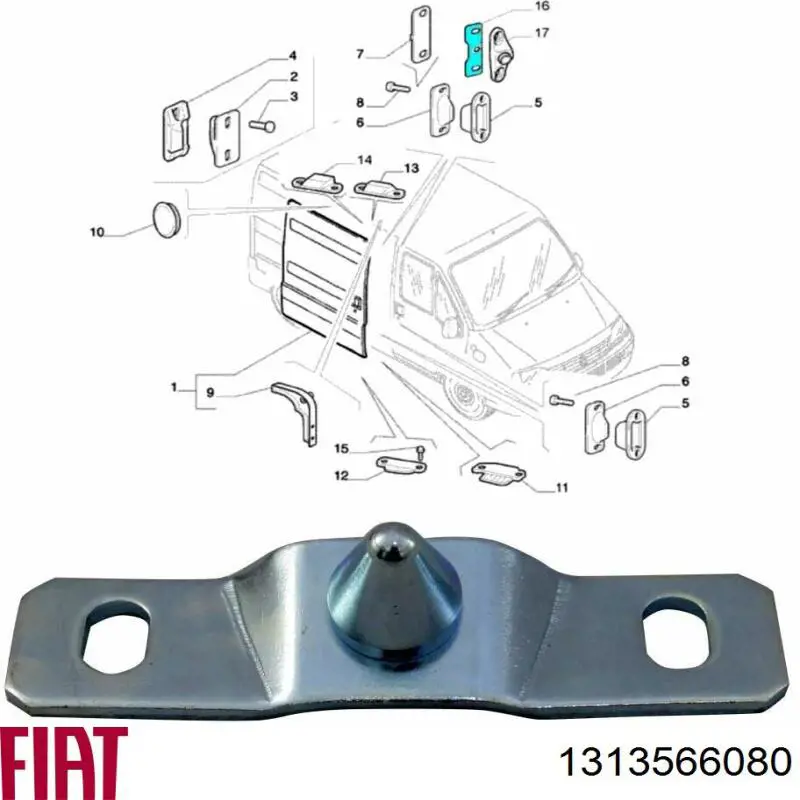 Отбойник сдвижной двери, верхний Fiat/Alfa/Lancia 1313566080