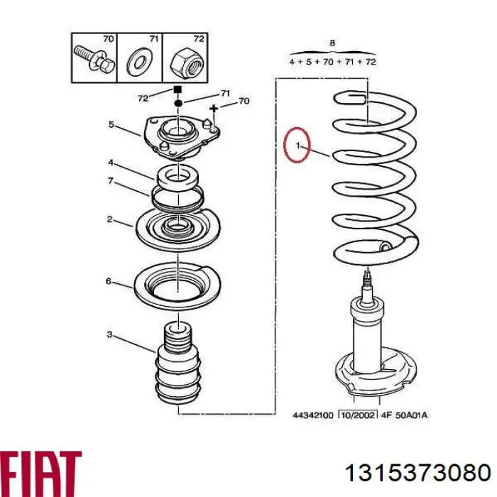 Пружина амортизатора передняя Fiat/Alfa/Lancia 1315373080 цена, от 42.76 USD