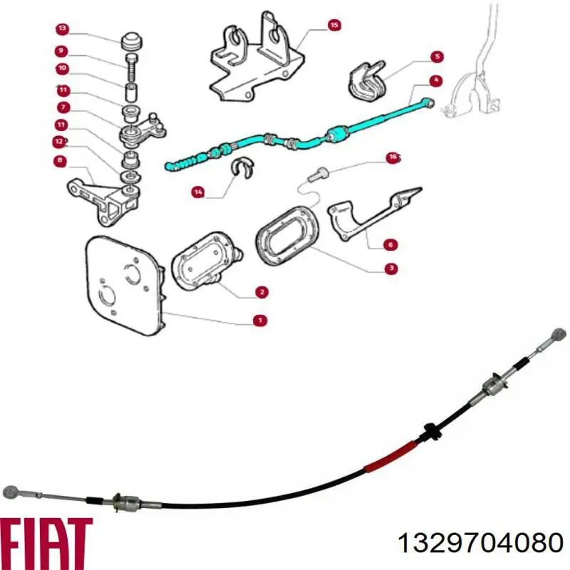 Cable de accionamiento, caja de cambios (selección de marcha) 1329704080 Fiat/Alfa/Lancia