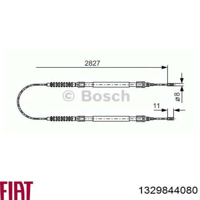 Задний трос ручника 1329844080 Fiat/Alfa/Lancia