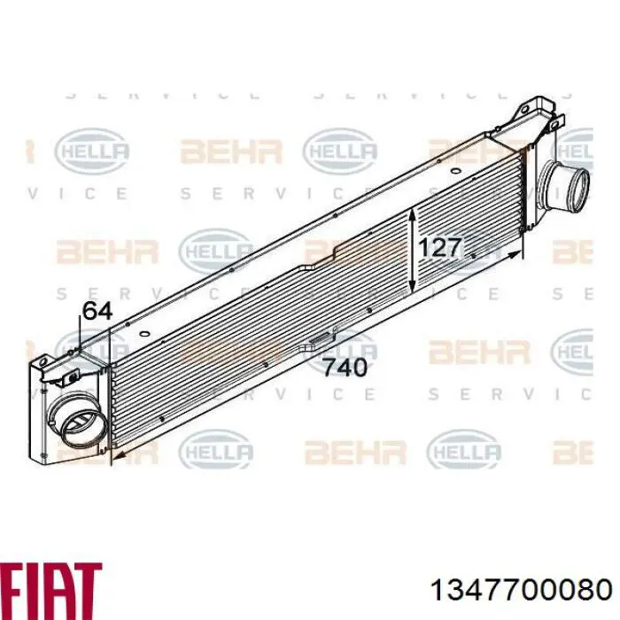 1347700080 Fiat/Alfa/Lancia radiador de intercooler