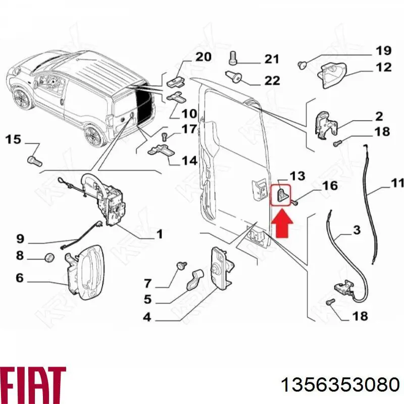 Петля-зацеп (ответная часть) замка двери передней 1356353080 Fiat/Alfa/Lancia