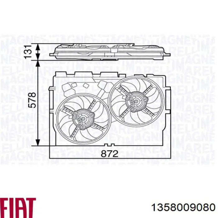 Диффузор вентилятора в сборе с мотором и крыльчаткой 1358009080 Fiat/Alfa/Lancia