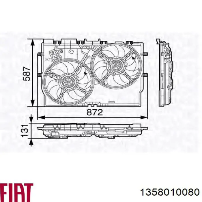 Диффузор вентилятора в сборе с мотором и крыльчаткой 1358010080 Fiat/Alfa/Lancia