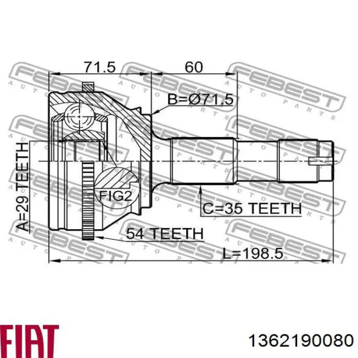 Привод передний левый Fiat/Alfa/Lancia 1362189080 цена, от  