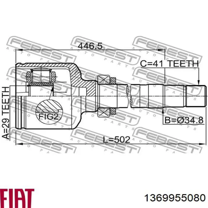 Шарнир привода внутренний Fiat/Alfa/Lancia 1369955080 цена, от 85.63 USD
