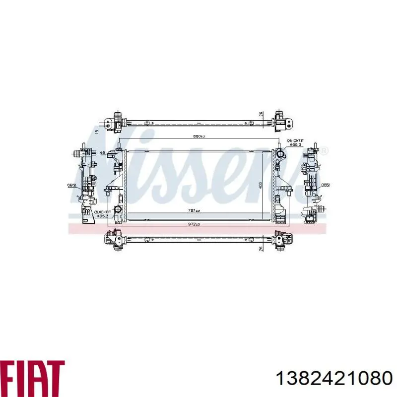 1382421080 Fiat/Alfa/Lancia radiador de esfriamento de motor