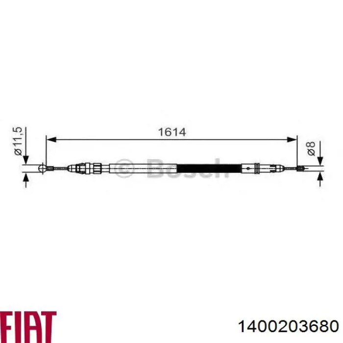 Задний трос ручника 1400203680 Fiat/Alfa/Lancia