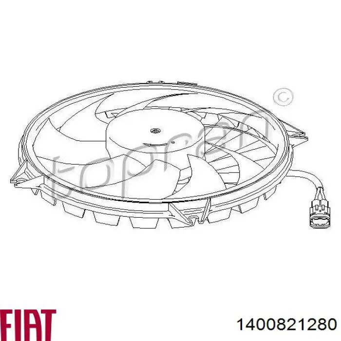 1400821280 Fiat/Alfa/Lancia ventilador elétrico de esfriamento montado (motor + roda de aletas)