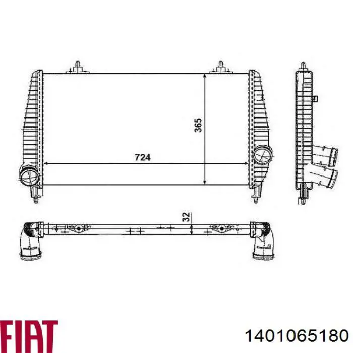 Интеркулер 1401065180 Fiat/Alfa/Lancia