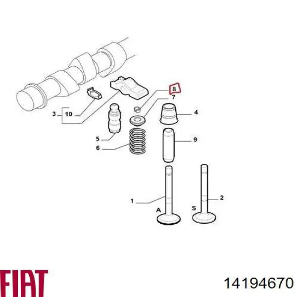 Peça inserida de válvula para Fiat 500 (312)