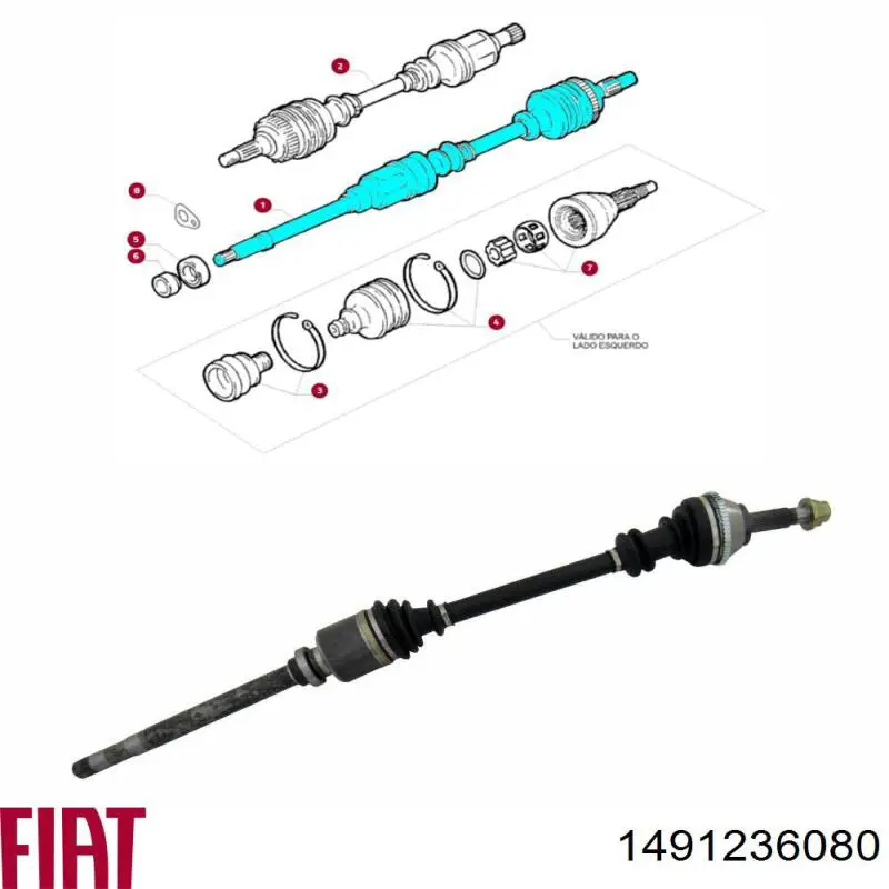 Купить 1491236080 Fiat/Alfa/Lancia Вал приводной правый