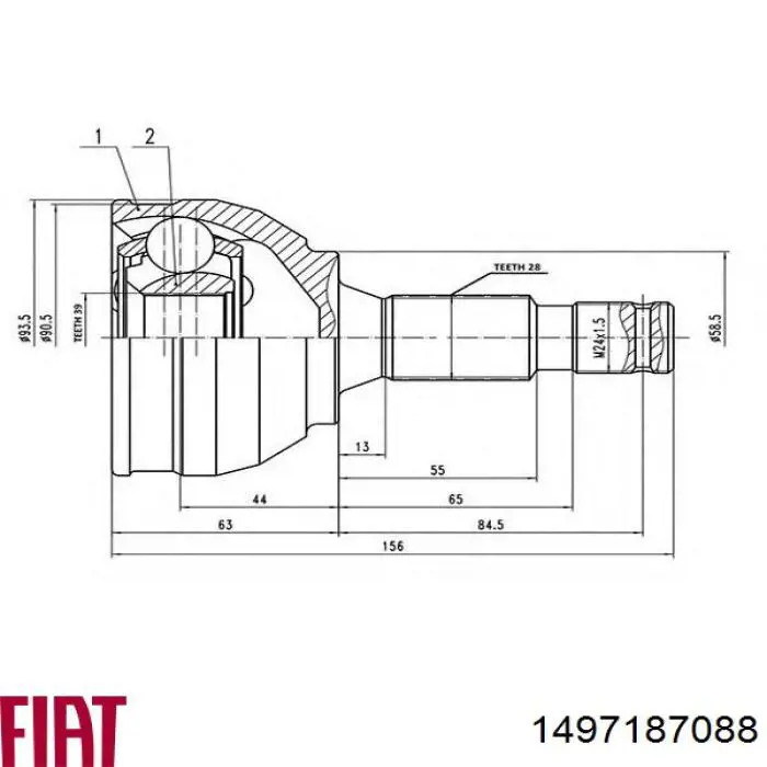 Купить 1497187088 Fiat/Alfa/Lancia Привод в сборе левый