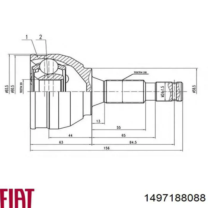 Правая полуось 1497188088 Fiat/Alfa/Lancia