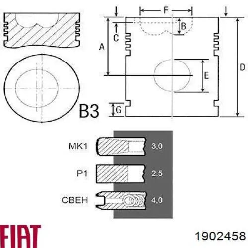 Кольца поршневые на 1 цилиндр, STD. KOLBENSCHMIDT 800033010000