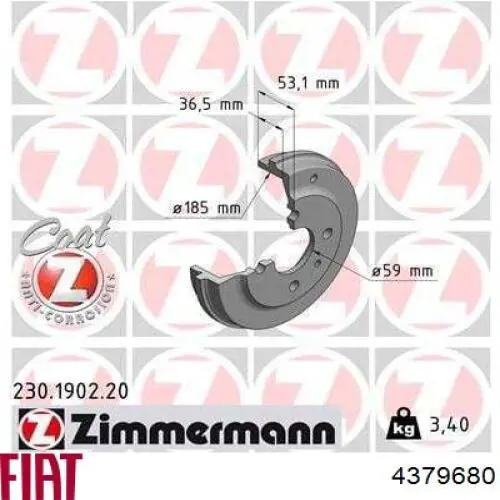 Купить 4379680 Fiat/Alfa/Lancia Тормозной барабан