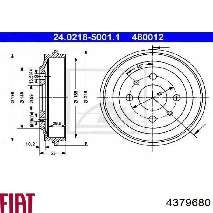 Барабан тормозной задний Fiat/Alfa/Lancia 4379680 цена, от 18.87 USD