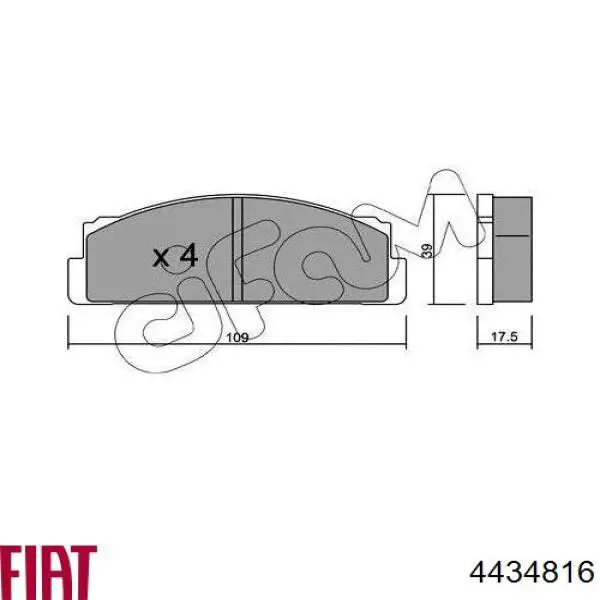 Передние тормозные колодки 4434816 Fiat/Alfa/Lancia