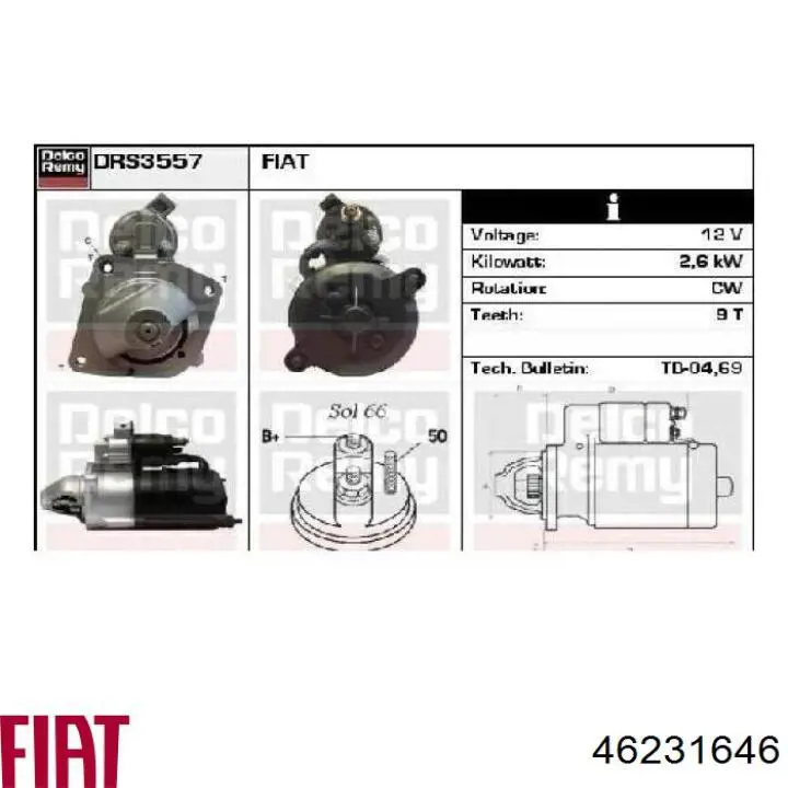 Стартер Fiat/Alfa/Lancia 46231646 цена, от 129.99 USD