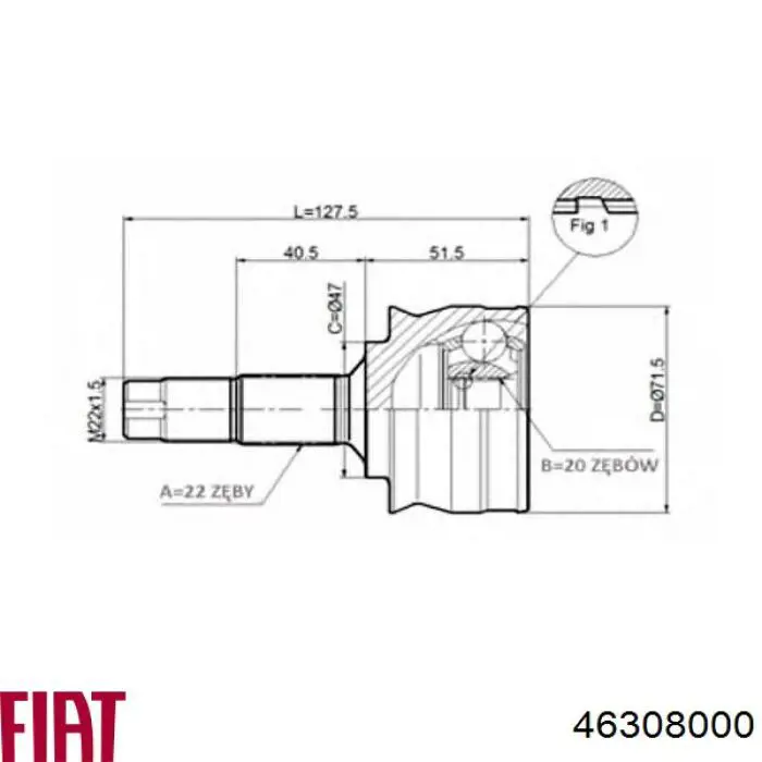 Купить 46308000 Fiat/Alfa/Lancia Внешняя граната